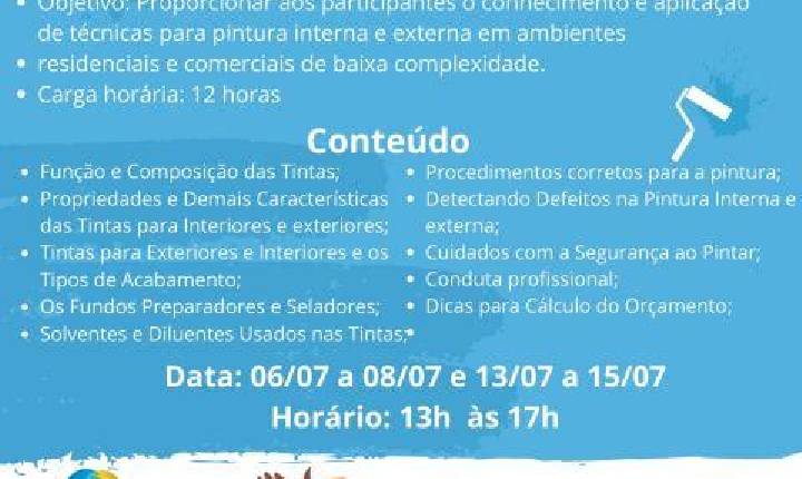 Curso gratuito de Pintura  Residencial e Comercial