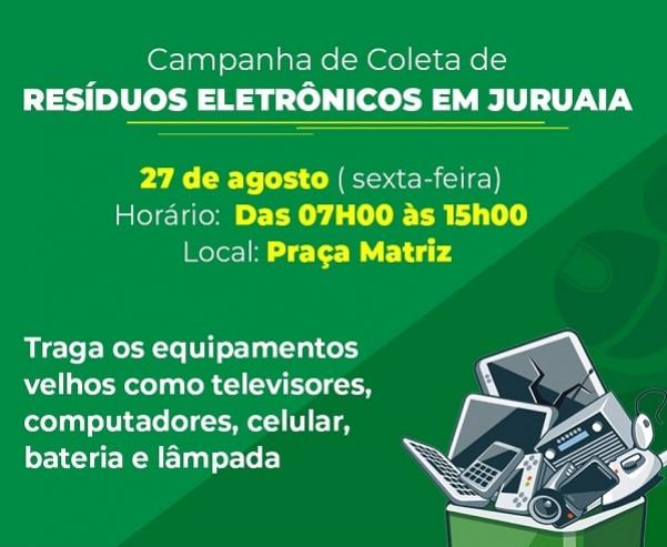 Prefeitura de Juruaia-MG promove campanha de coleta de resíduo eletrônica.